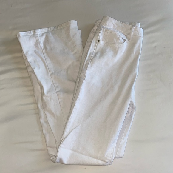 High Waist Flare Leg White Jeans - Picture 2 of 4